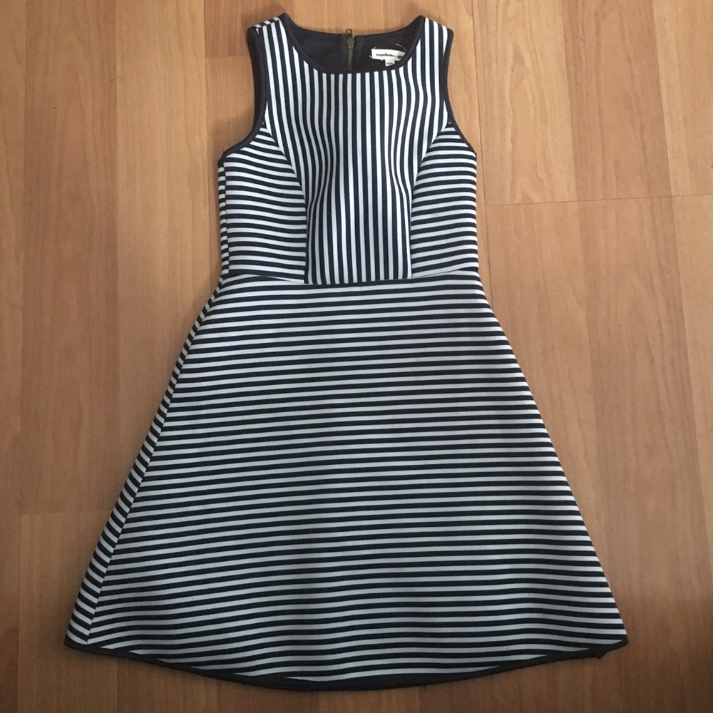 3/$15 White and Blue Striped Dress Monteau